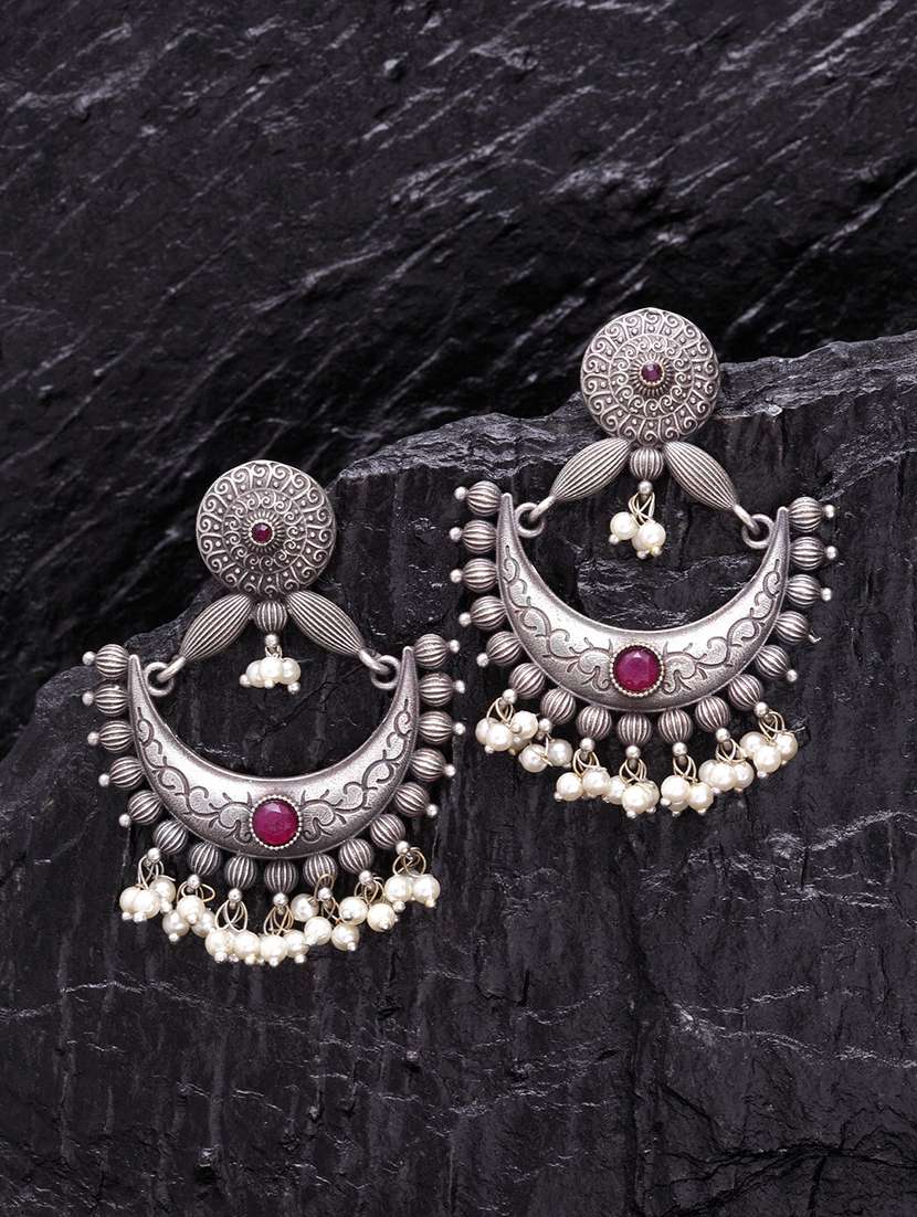 silver brass drop earring