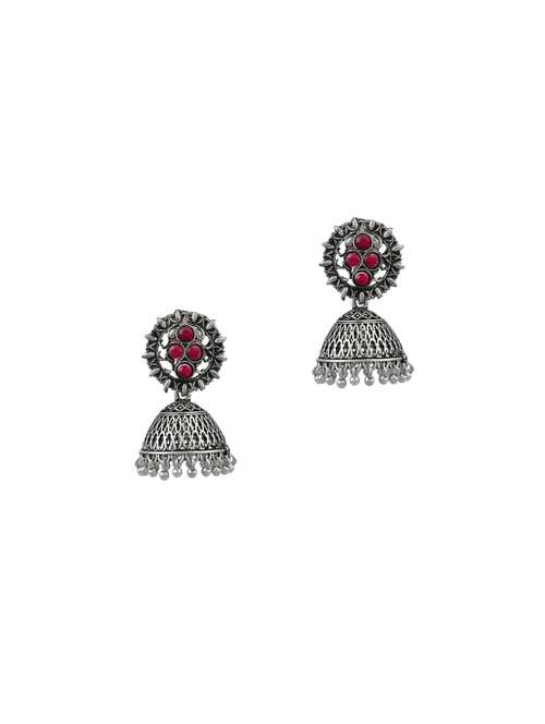silver brass jhumka earring - 17531443 - Standard Image - 0