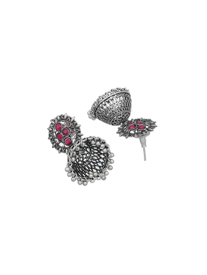 silver brass jhumka earring - 17531443 - Standard Image - 1
