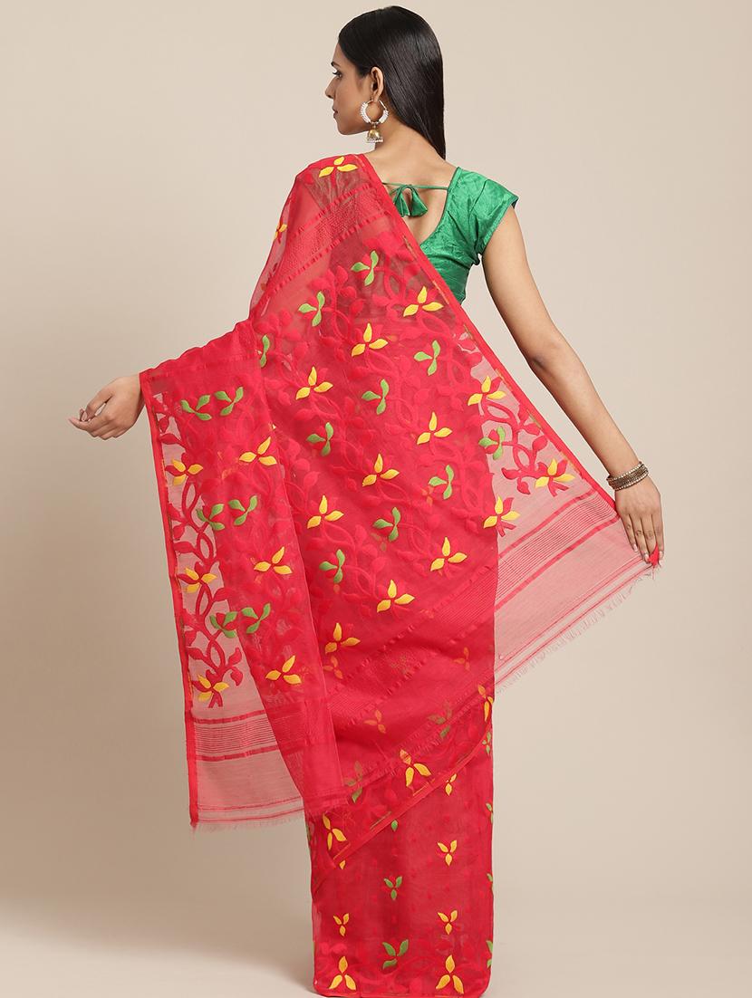 women's self design red colored saree - 17533276 - Standard Image - 1