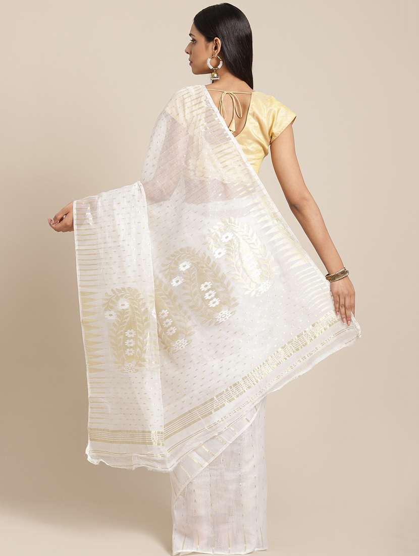 women's self design white colored saree - 17533290 - Standard Image - 1