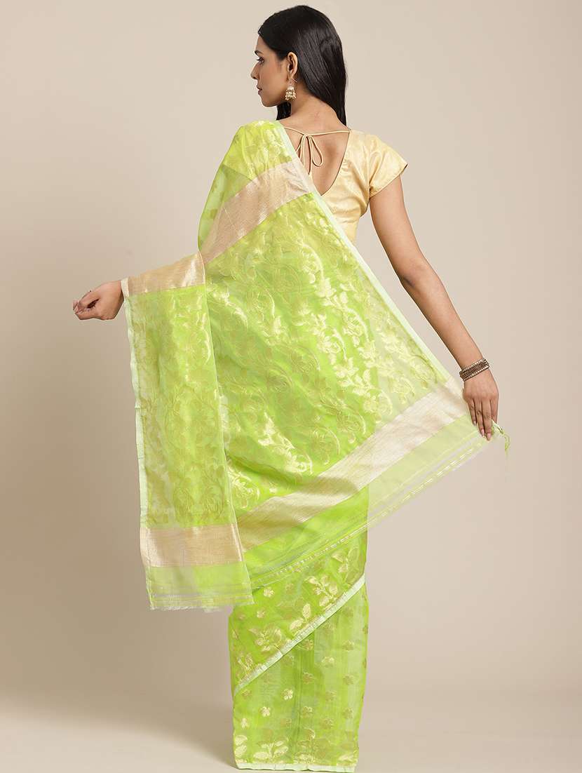 women's self design light green colored saree - 17533313 -  Standard Image - 1