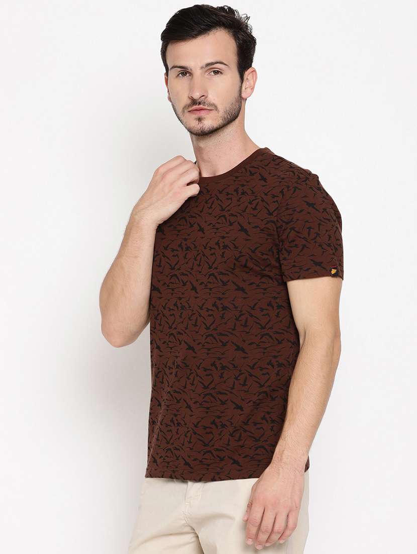 brown printed t-shirt - 17533658 - Standard Image - 1