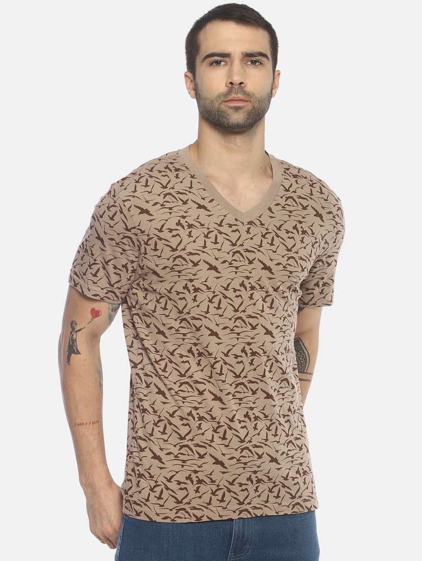 beige printed t-shirt