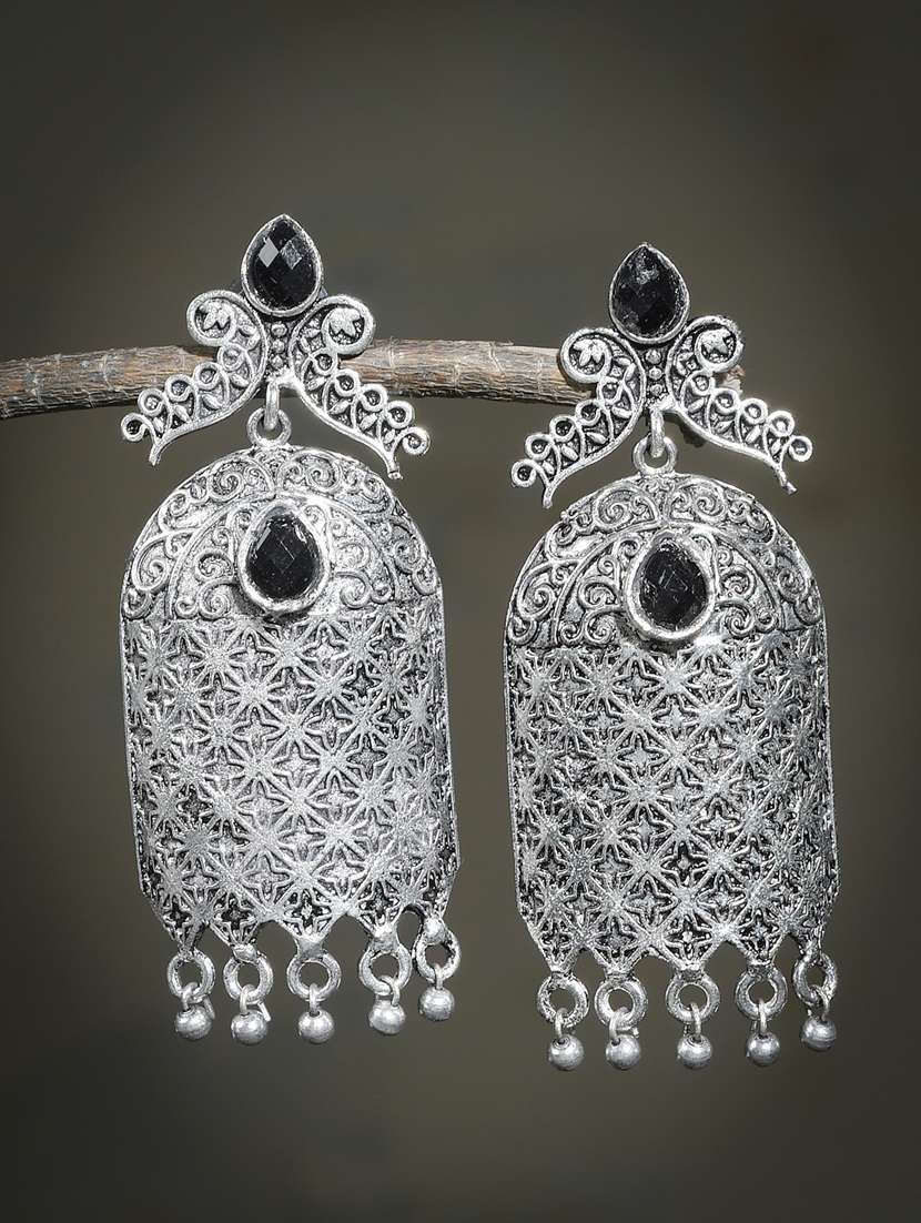 silver brass drop earring - 17533709 -  Standard Image - 1
