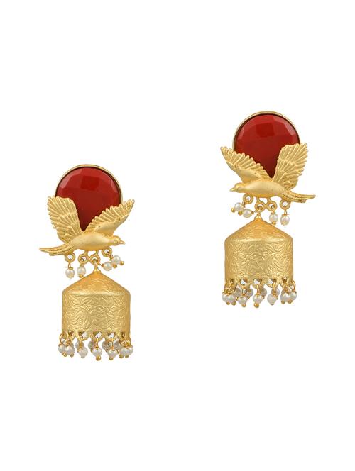 gold brass jhumka earring - 17533716 -  Standard Image - 0