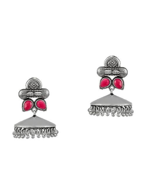 silver brass jhumka earring - 17533741 - Standard Image - 0