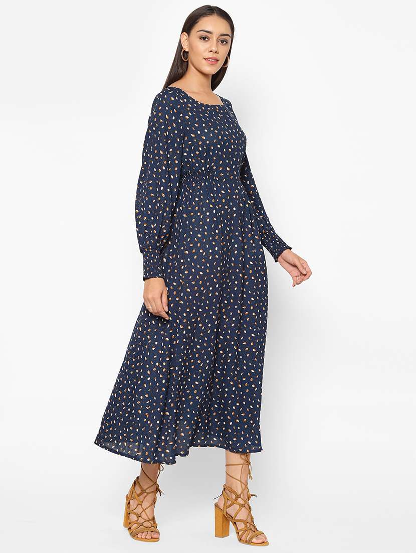 round neck printed fit & flare dress - 17533934 -  Standard Image - 1