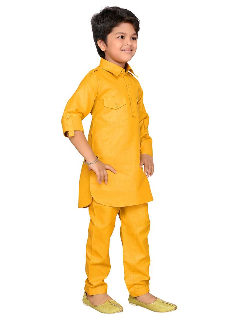 yellow cotton kurta set  - 17534051 -  Standard Image - 1