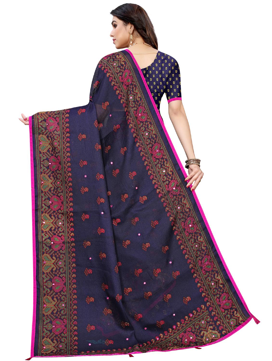 mirror work mustard saree  - 17534295 -  Standard Image - 1