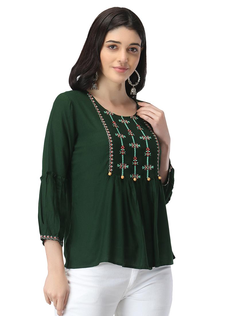 flute sleeves embroidered top  - 17534798 -  Standard Image - 1