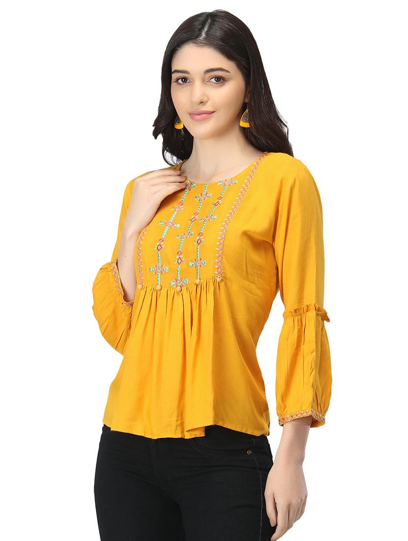 flute sleeves embroidered top  - 17534800 -  Standard Image - 1