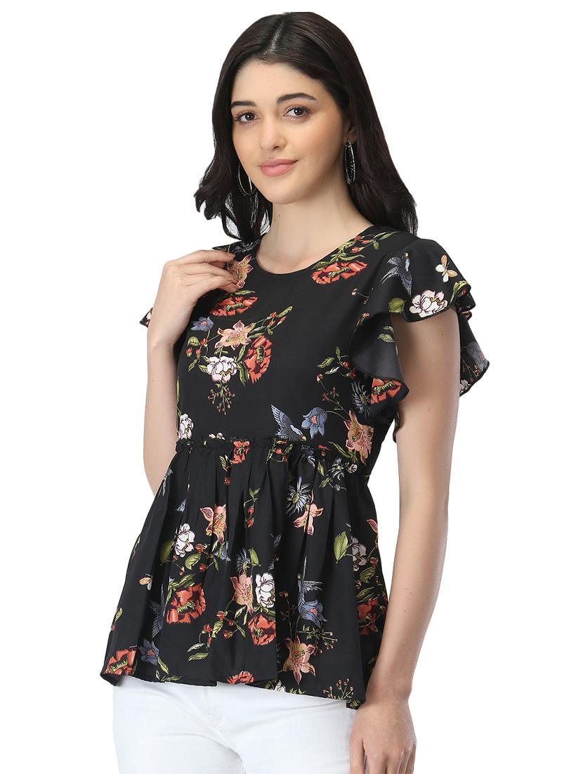 ruffle detail floral top  - 17534803 -  Standard Image - 1