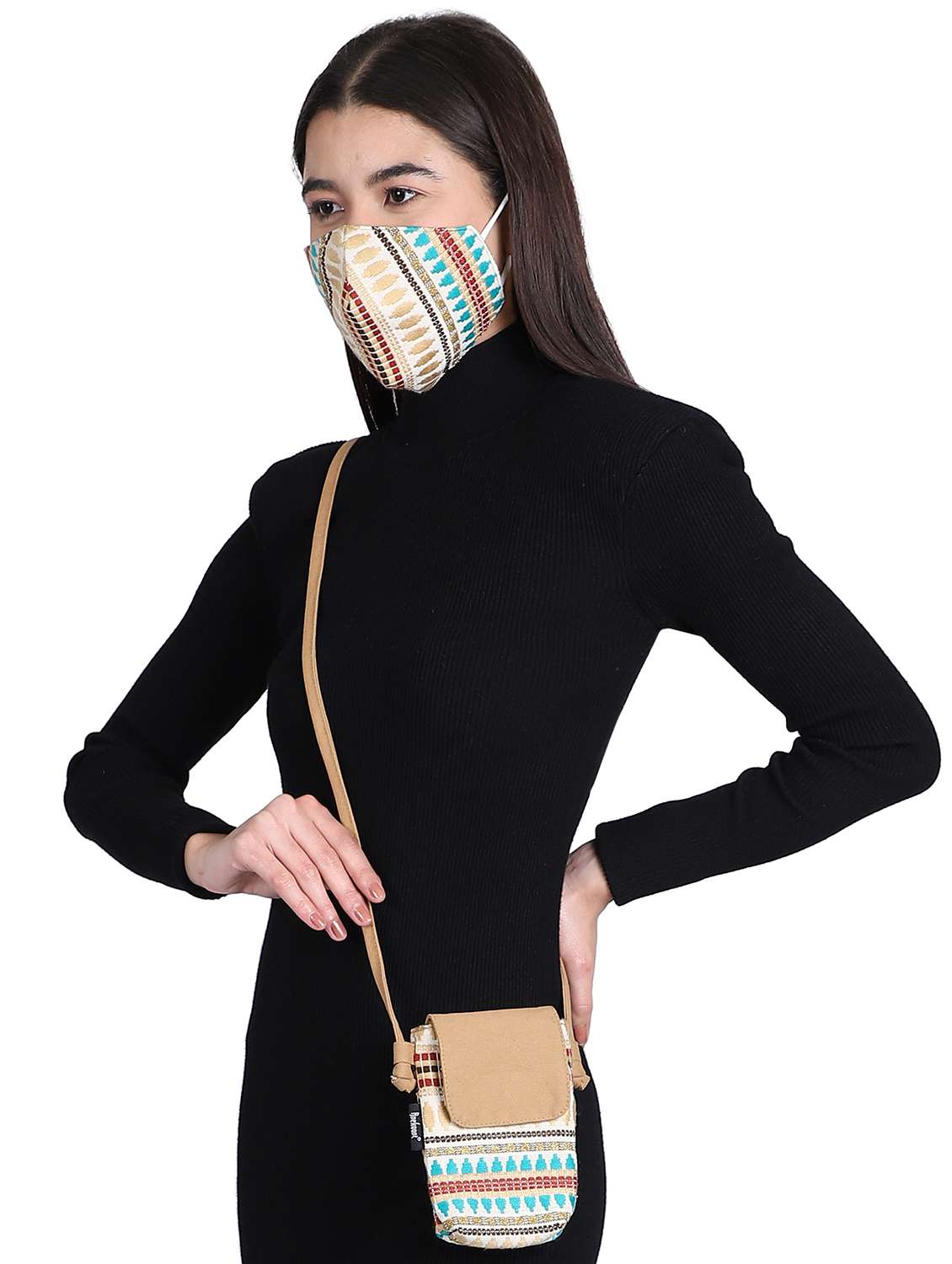 printed anti-pollution women mask with mobile sling - 17534986 -  Standard Image - 1
