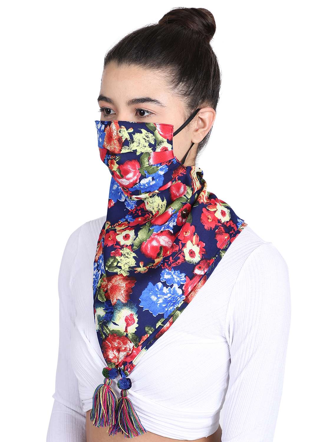 blue cotton scarf mask women - 17534989 -  Standard Image - 1