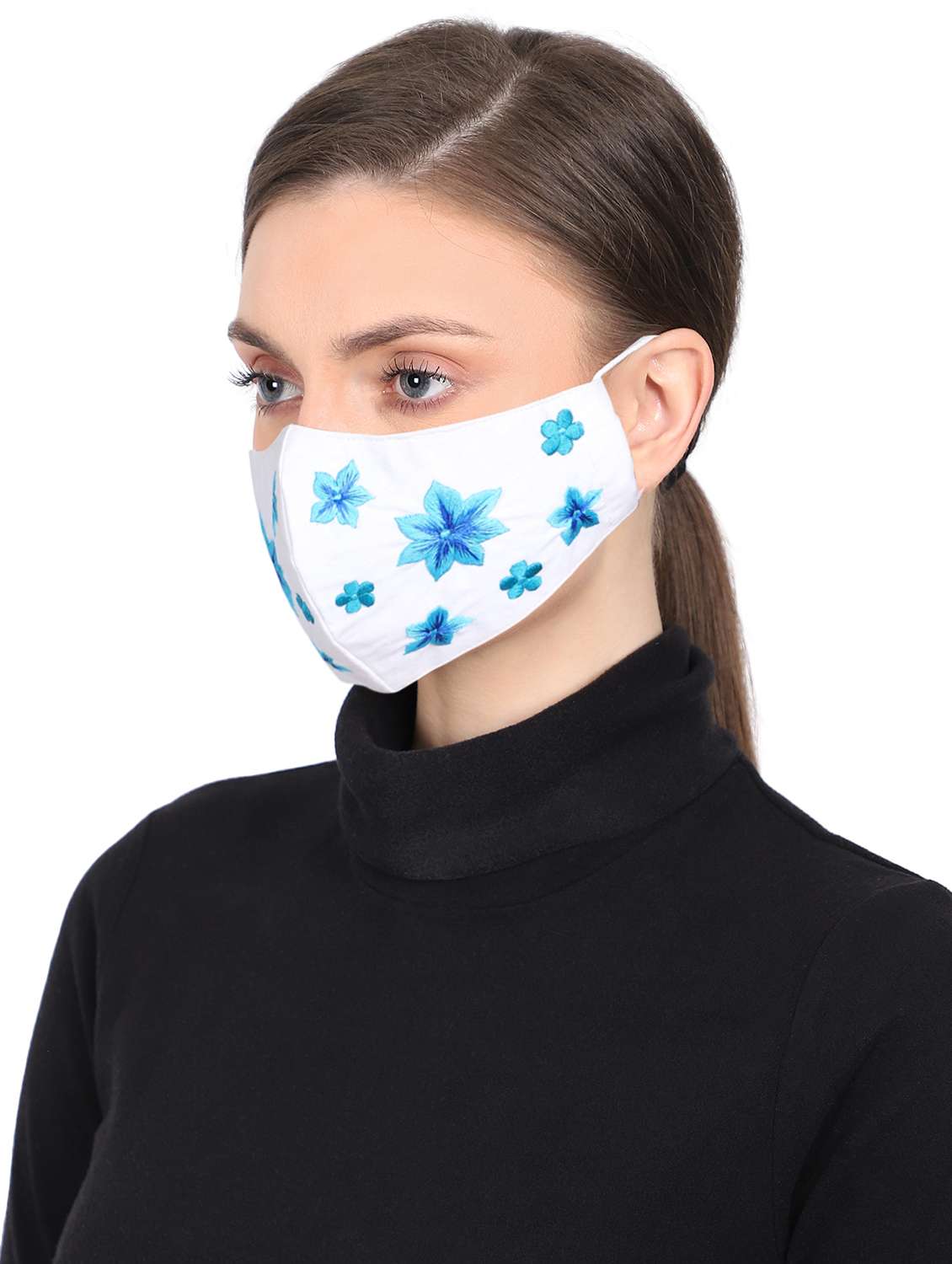 white cotton decorative women mask - 17535001 -  Standard Image - 1