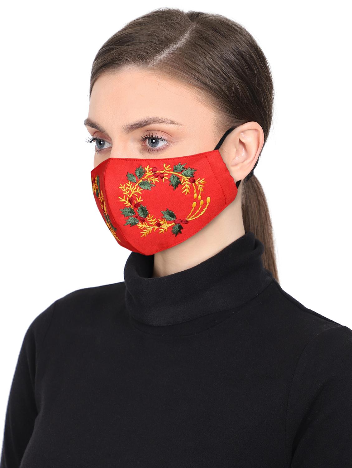red cotton decorative women mask - 17535004 - Standard Image - 1