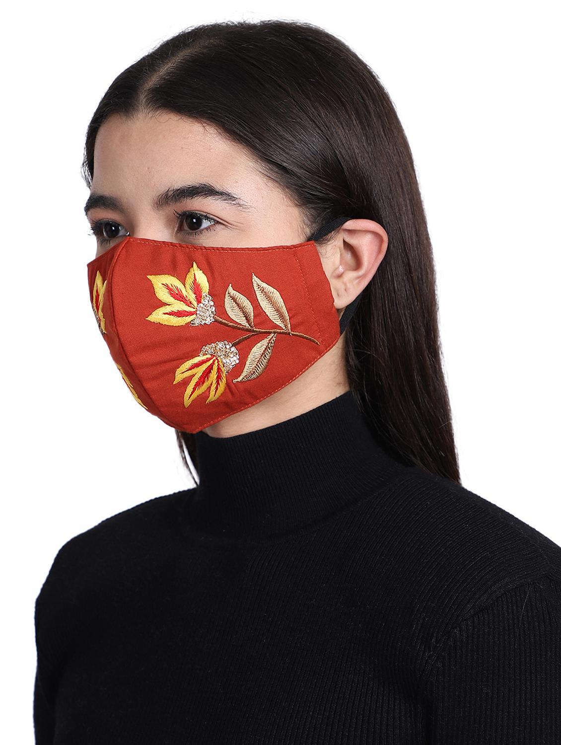 orange cotton decorative women mask - 17535008 - Standard Image - 1