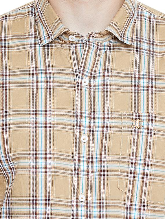 beige checkered casual shirt - 17535726 - Standard Image - 4
