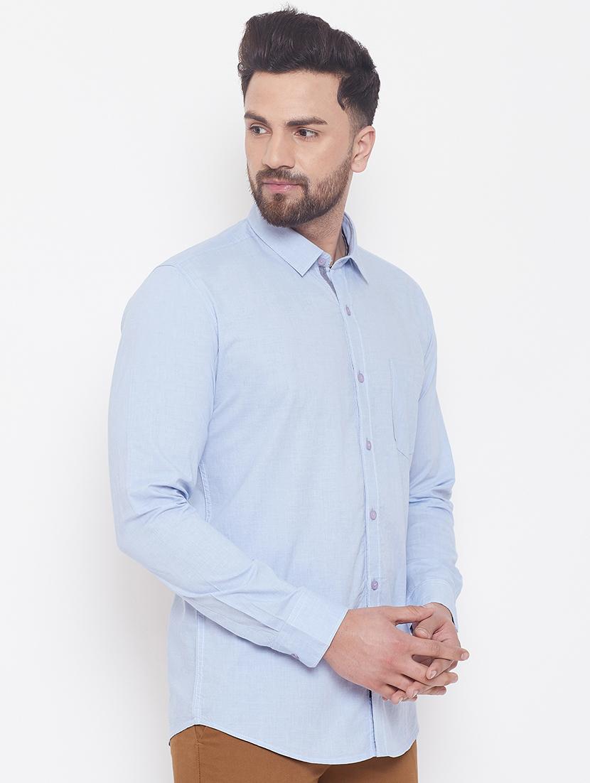 light blue solid casual shirt - 17535729 - Standard Image - 1