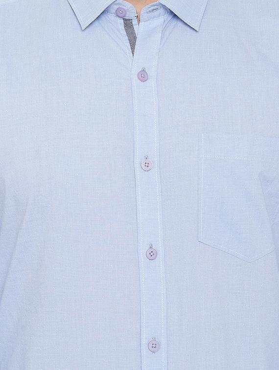 light blue solid casual shirt - 17535729 - Standard Image - 4