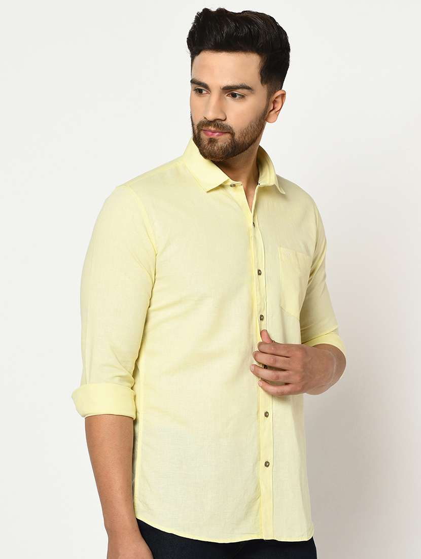 yellow solid casual shirt - 17535753 - Standard Image - 1