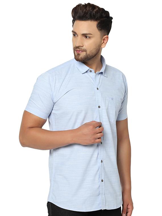 light blue printed casual shirt - 17535765 -  Standard Image - 1