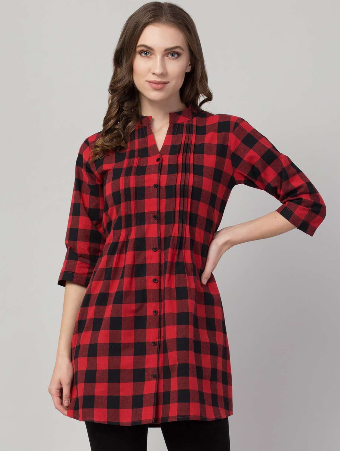 red cotton regular tunic