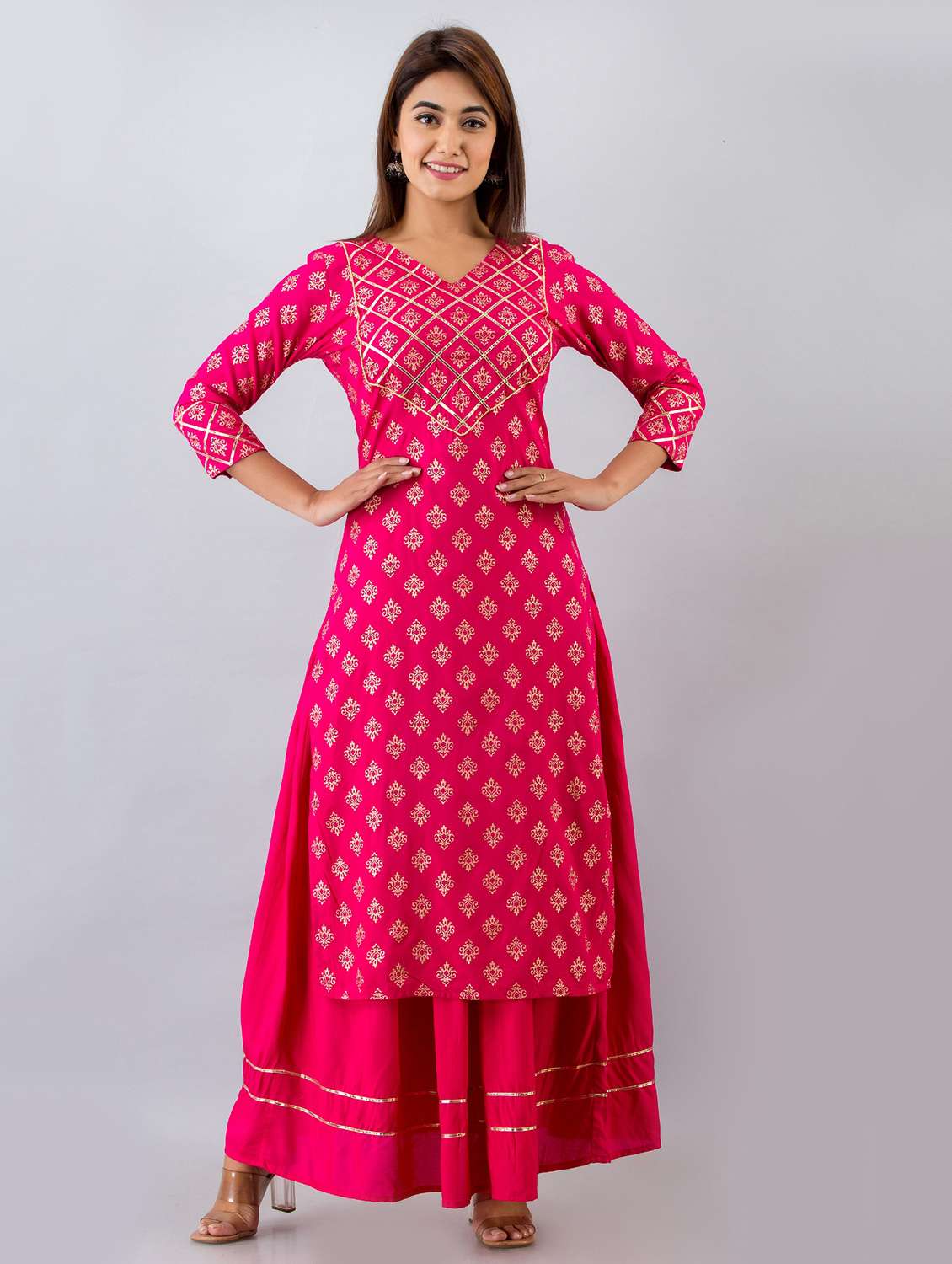 printed kurta skirt set