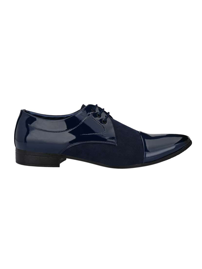 navy synthetic & mesh laceup derbies - 17539374 -  Standard Image - 1