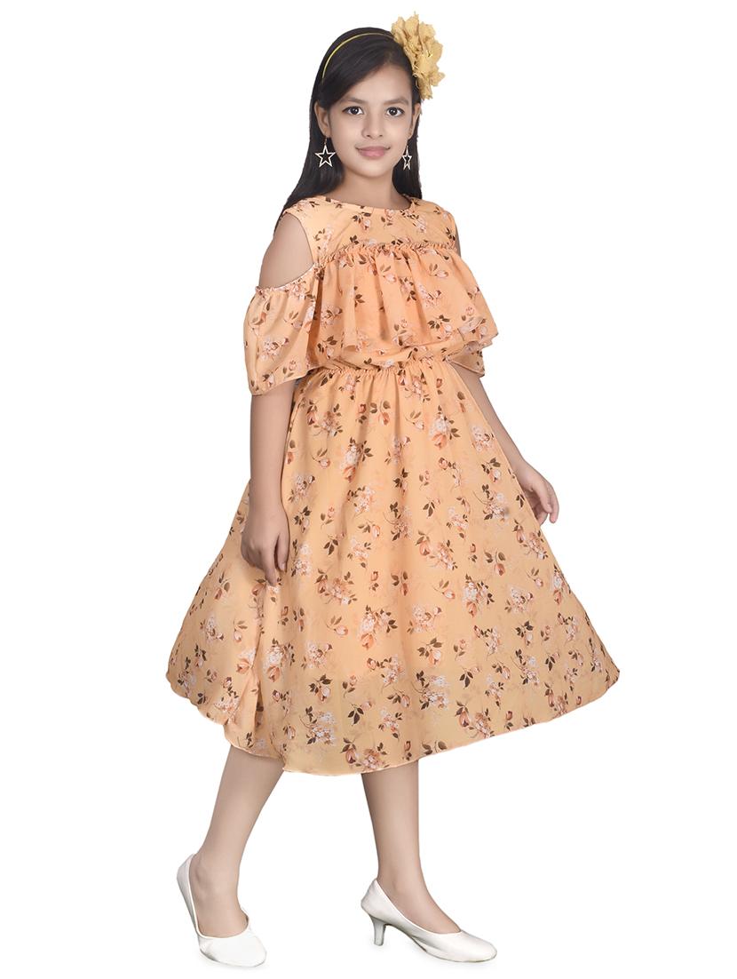 orange floral frock - 17539418 - Standard Image - 1