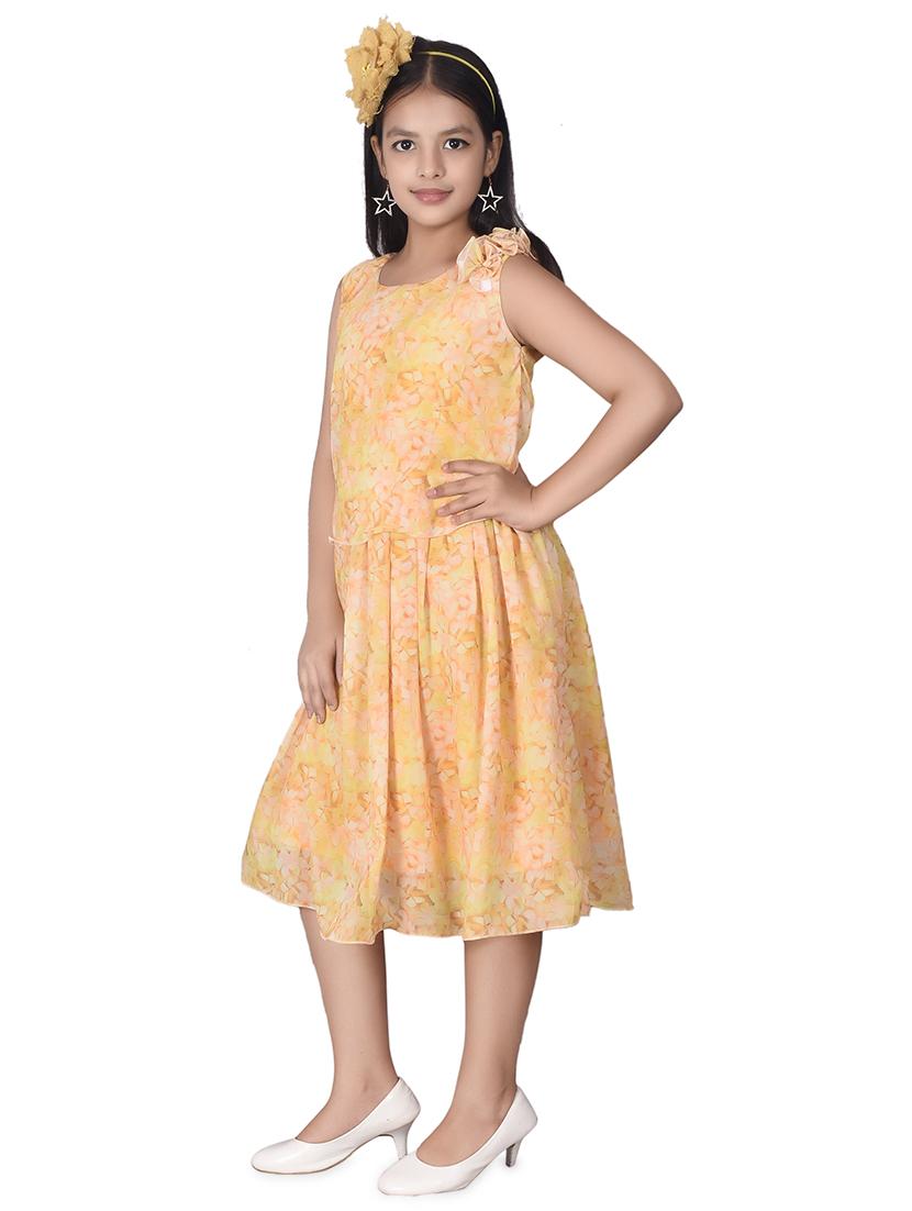 orange layered floral frock - 17539420 - Standard Image - 1