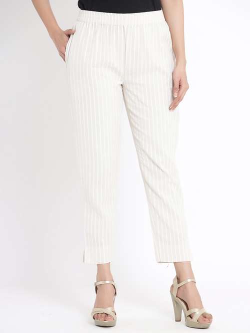 off-white striped tapered pant - 17540221 -  Standard Image - 0