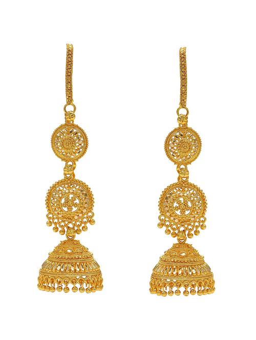 gold brass jhumka earring - 17540234 -  Standard Image - 0