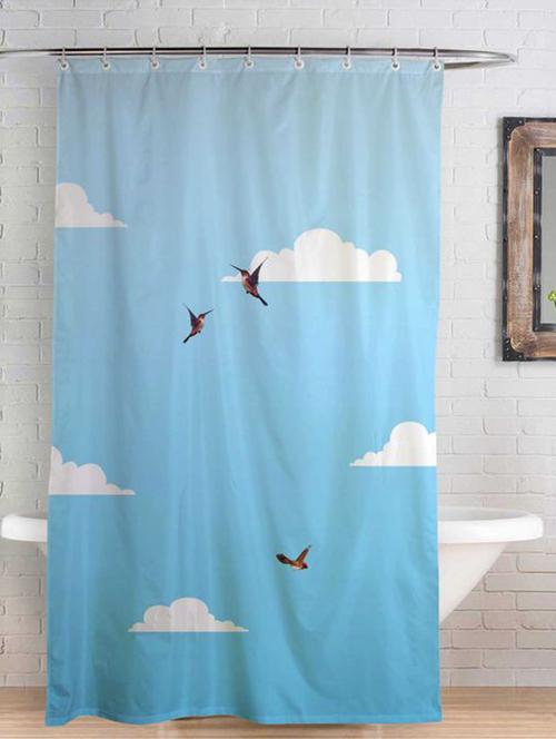 rightgiftingwater repellent polyester shower curtain 7 feet for bathroom with 10 hooks (48 x 84 inches , sky blue) - 17540520 - Standard Image - 0