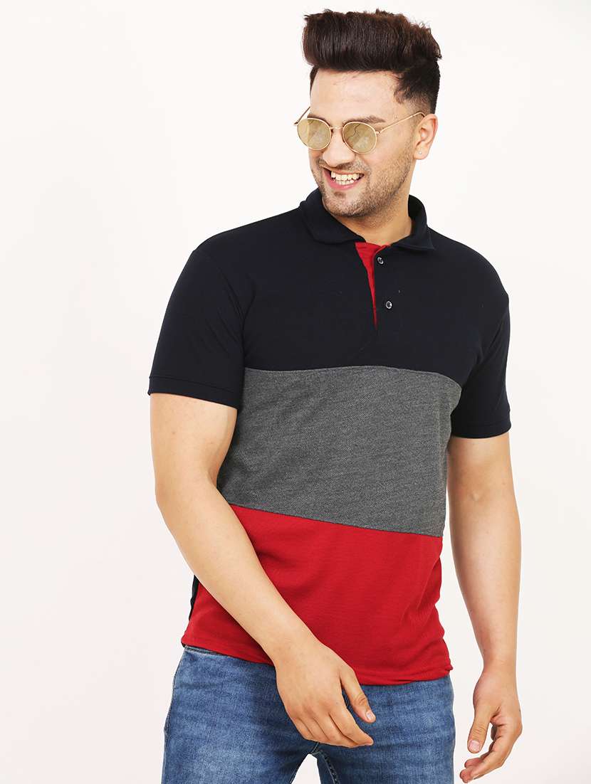 black color block polo t-shirt