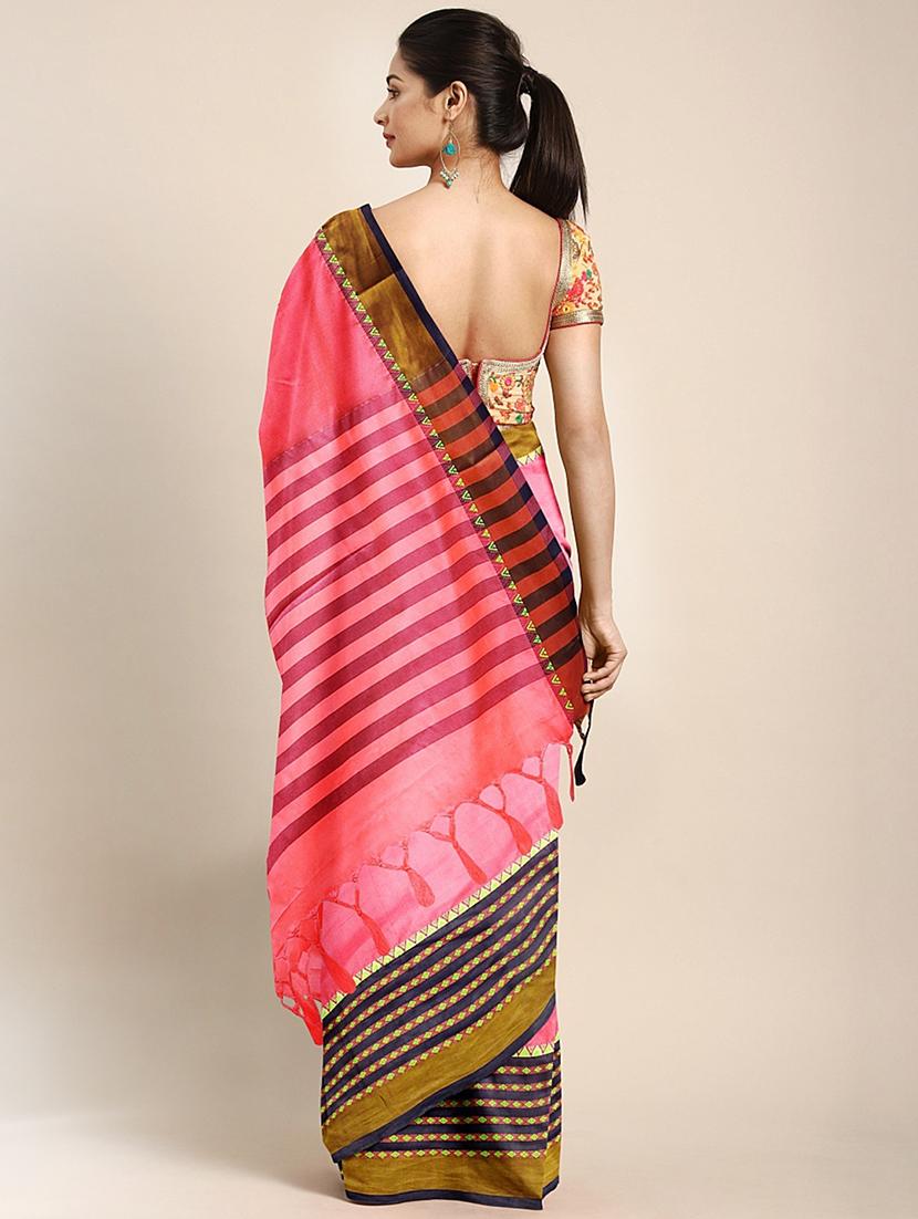 solid bordered saree with blouse - 17541283 -  Standard Image - 1