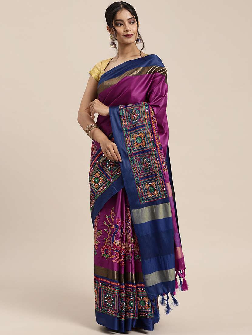 women's embroidered saree with blouse