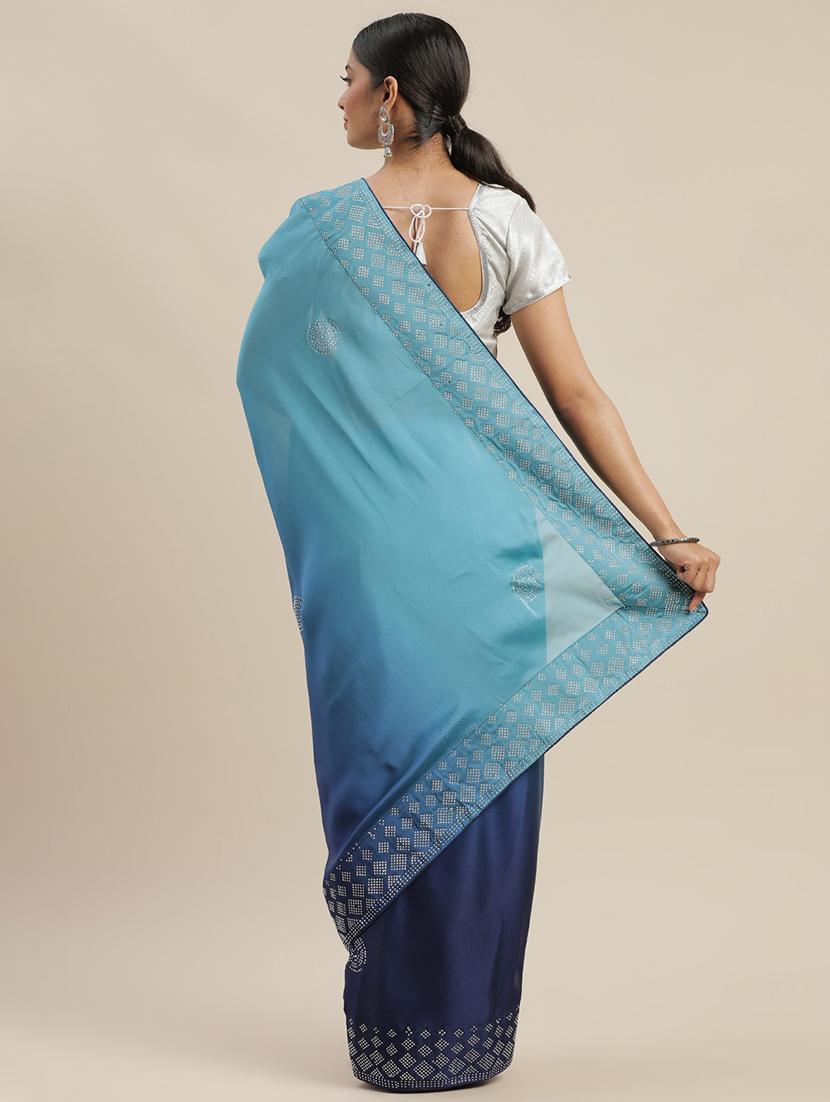 solid embellished bordered saree with blouse - 17541321 - Standard Image - 1
