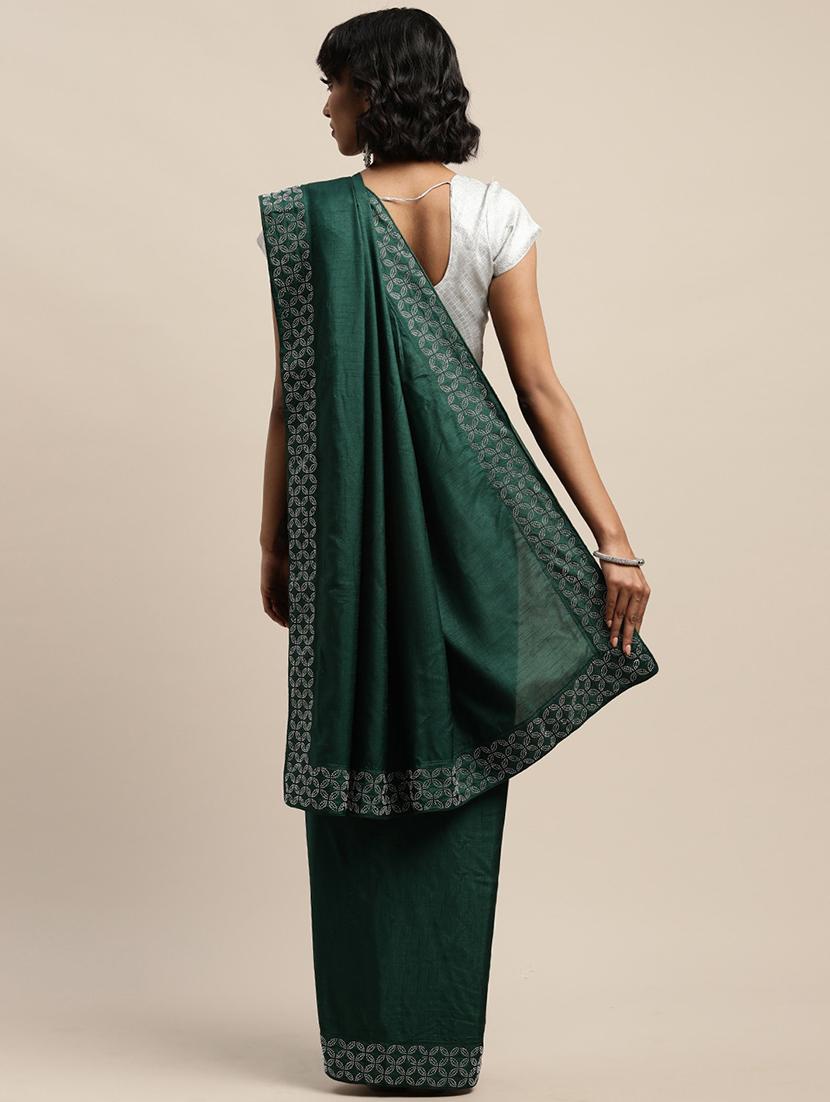 women's bordered green colored saree with blouse - 17541343 - Standard Image - 1