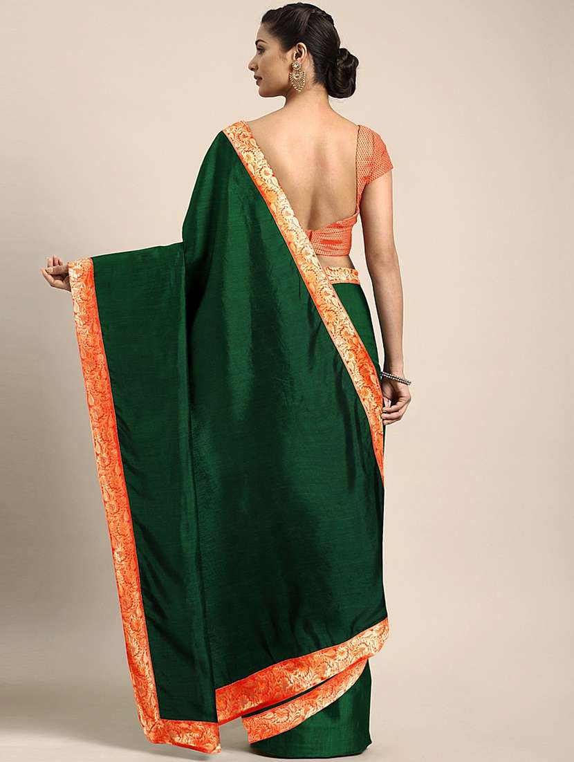 women's bordered royal blue colored saree with blouse - 17541347 -  Standard Image - 1