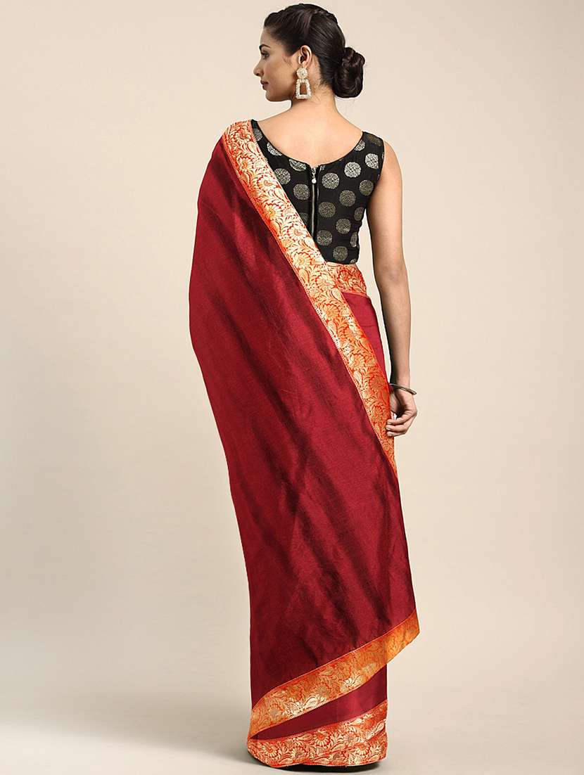 women's bordered royal blue colored saree with blouse - 17541349 -  Standard Image - 1