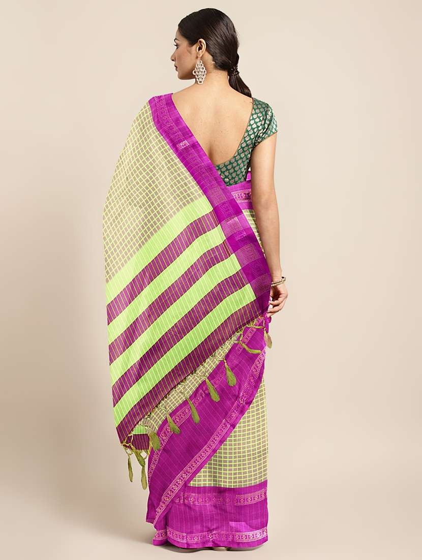 check printed saree - 17541369 - Standard Image - 1