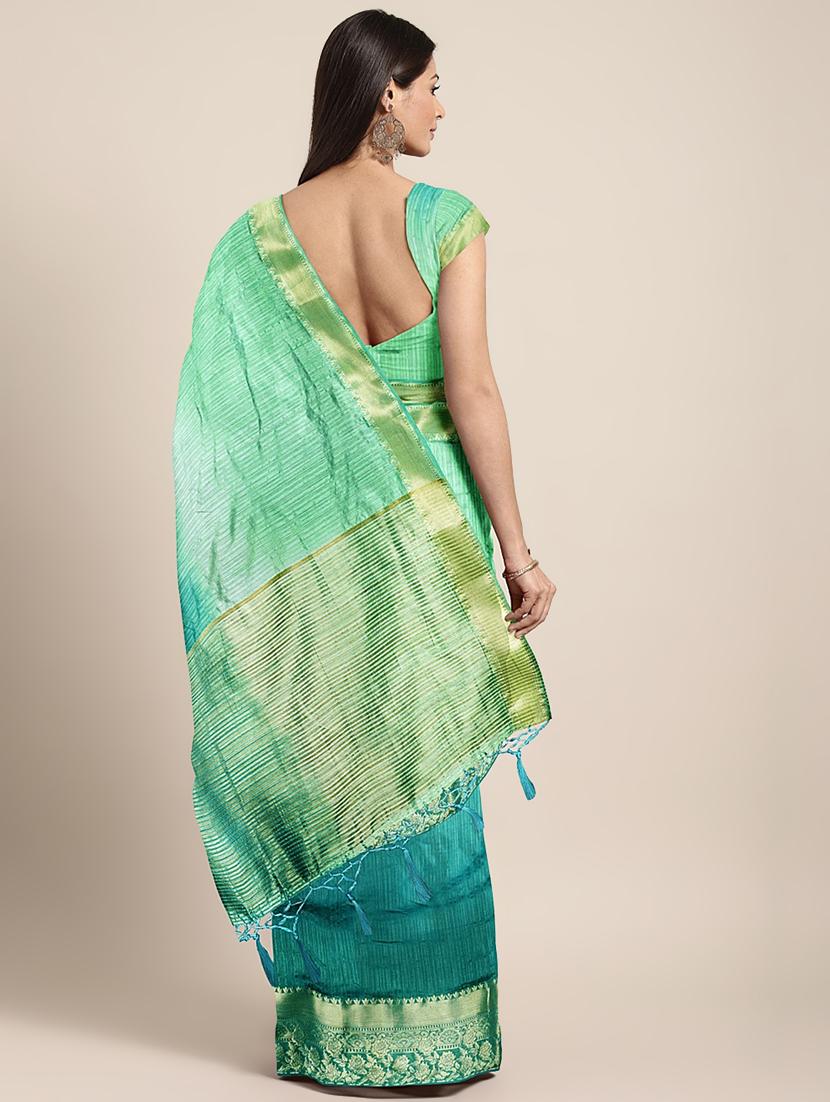women's self design turquoise colored saree with blouse - 17541379 - Standard Image - 1