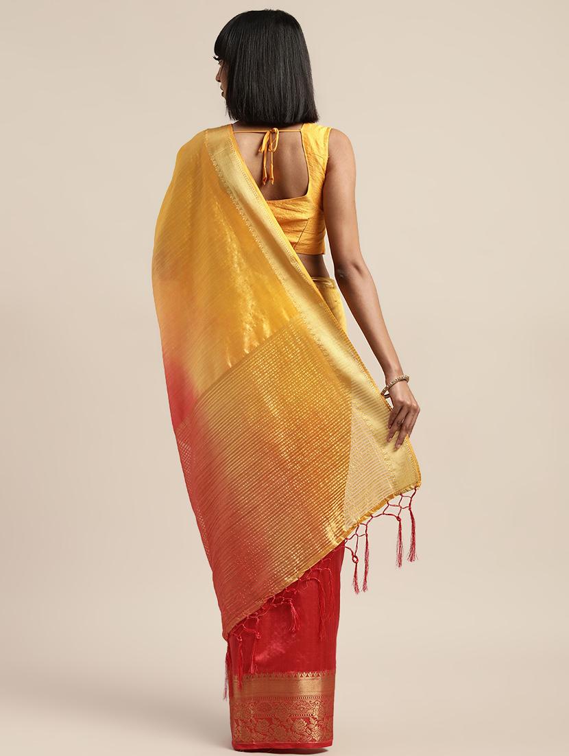 zari bordered printed saree with blouse - 17541380 - Standard Image - 1
