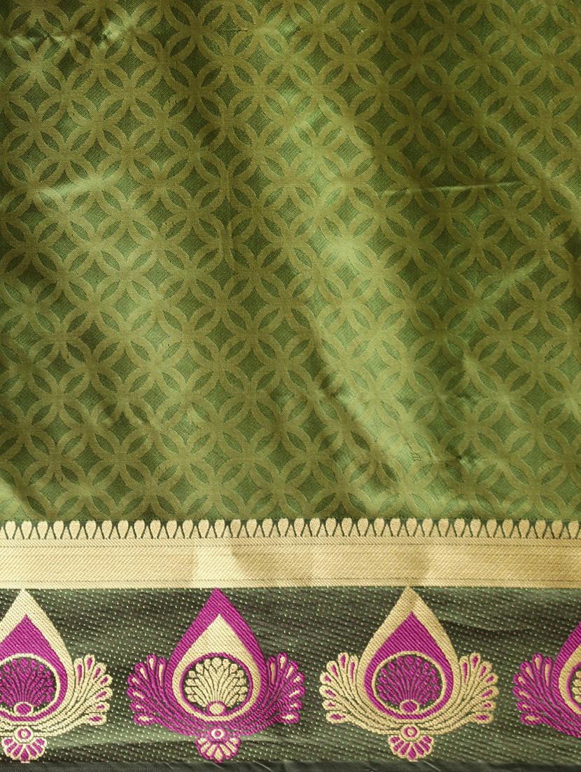 zari bordered printed saree with blouse - 17541401 - Standard Image - 4