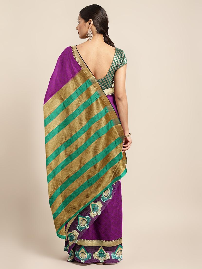 zari bordered printed saree with blouse - 17541405 -  Standard Image - 1