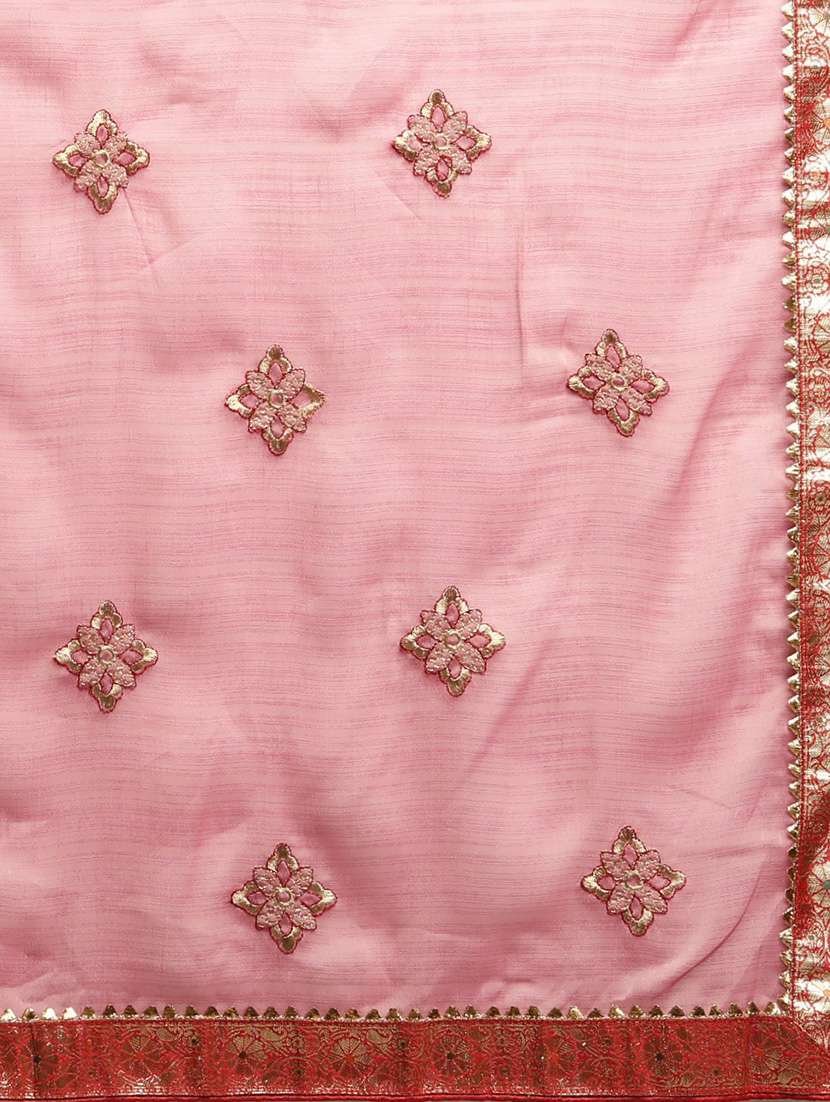 lace bordered embroidered saree with blouse - 17541406 - Standard Image - 4