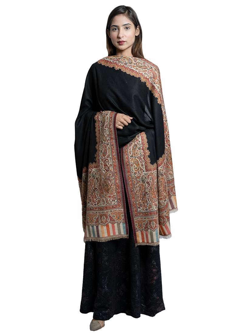 women's black paisley shawl