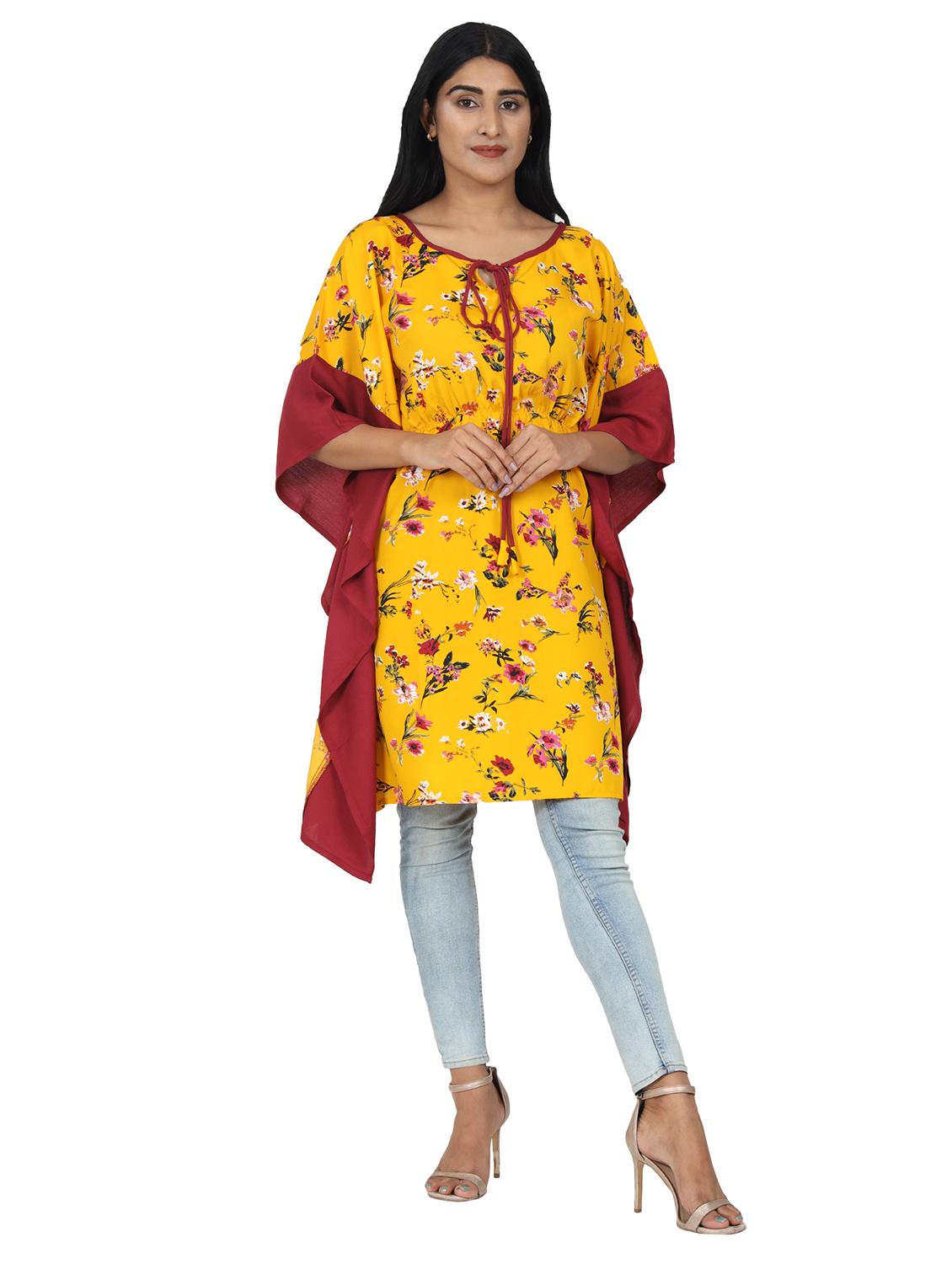 tie up neck floral kaftan - 17542694 - Standard Image - 4